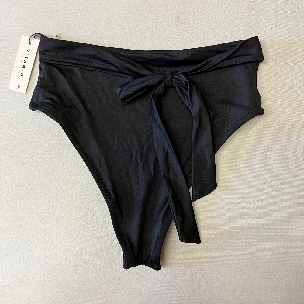 NWT - Vitamin A Swimwear Black High Waisted tie bottoms